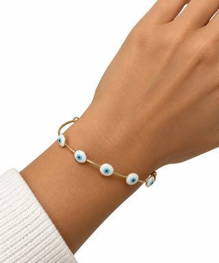 White Evil Eye Cuff