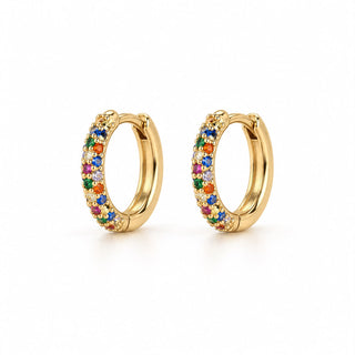 Rainbow Pavé Huggies
