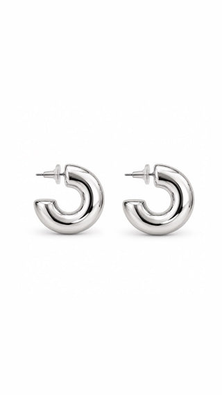 Sculpted Silver Hoops