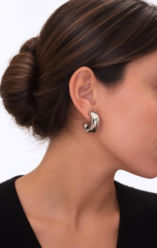 Sculpted Silver Hoops